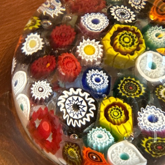 Vintage Murano Italy Millefiori Close MCM Paperweight 3” - Picture 9 of 13